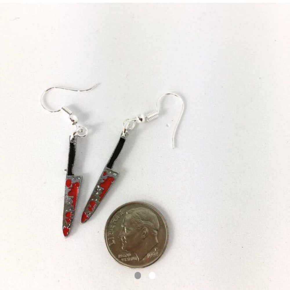 3 for $15 Bloody Knife Dangle Earrings - Picture 2 of 3